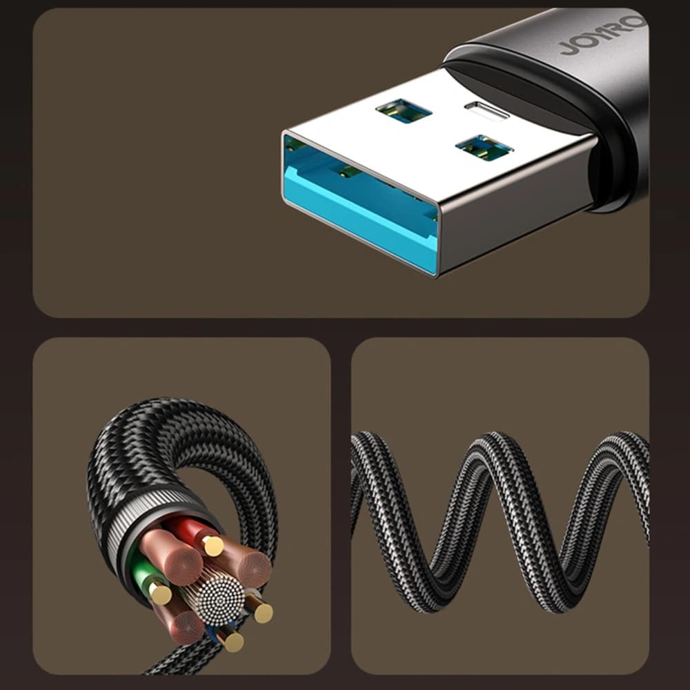 Joyroom S-A56 EnjoyX sorozat 90° USB-A / USB-C 3A 1,2m fekete kábel - 6