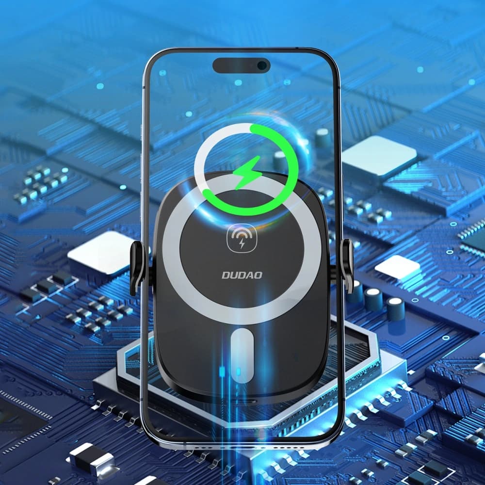 Car holder with 15W wireless charger for air vent / dashboard Dudao FW11 black - 6