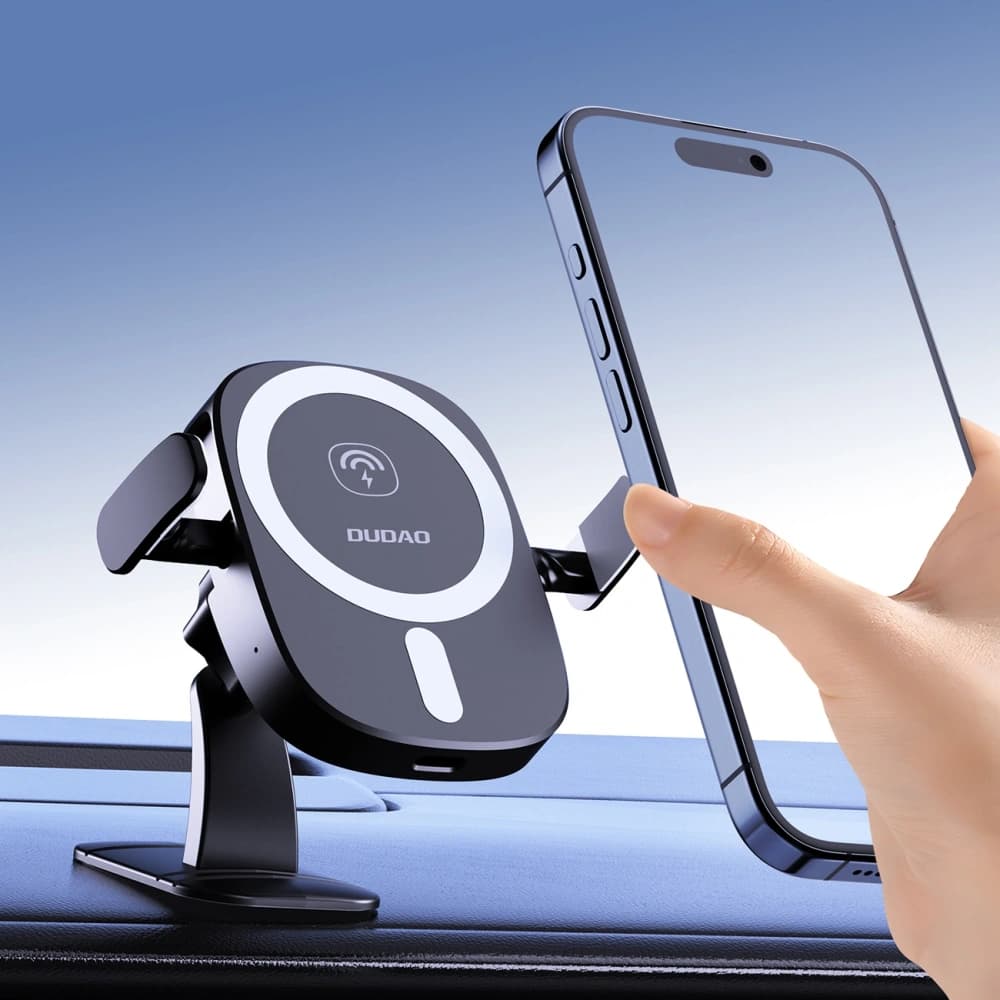 Car holder with 15W wireless charger for air vent / dashboard Dudao FW11 black - 8