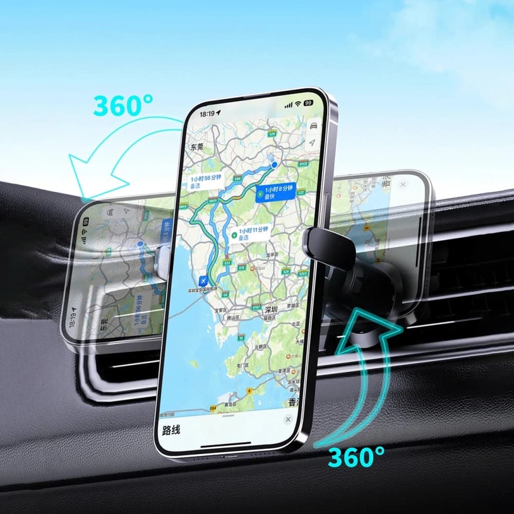 Car holder with 15W wireless charger for air vent / dashboard Dudao FW11 black - 10