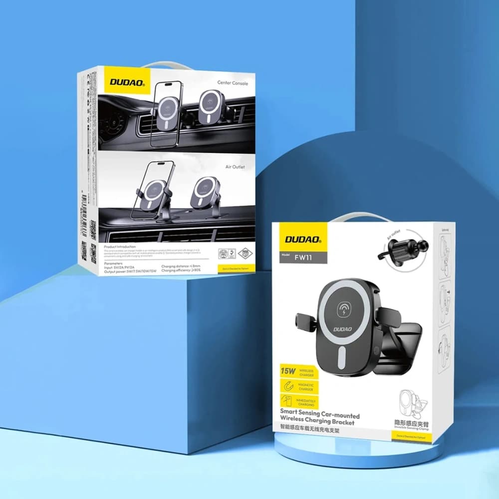 Car holder with 15W wireless charger for air vent / dashboard Dudao FW11 black - 11