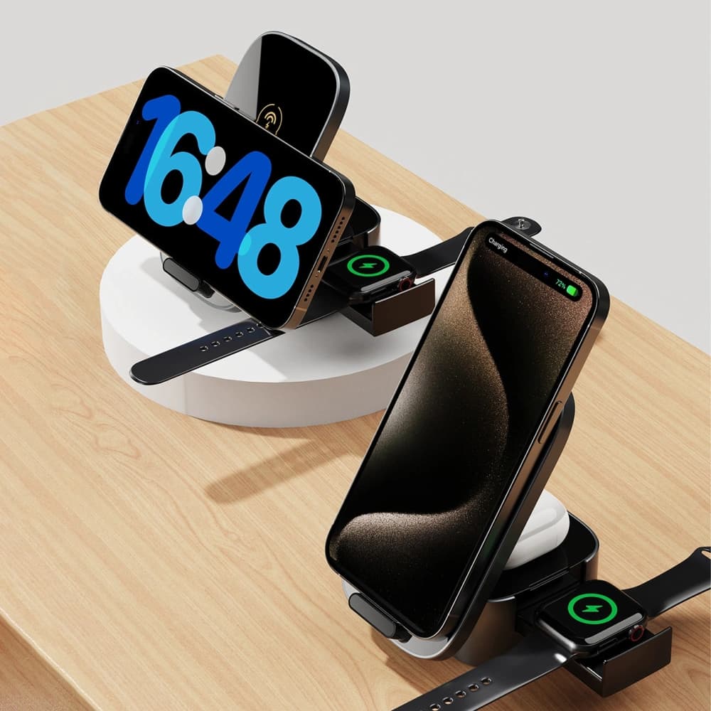 Dudao A11Pro+ 15W 3-in-1 Wireless Charger for Phone / Smartwatch / Headphones Black - 6