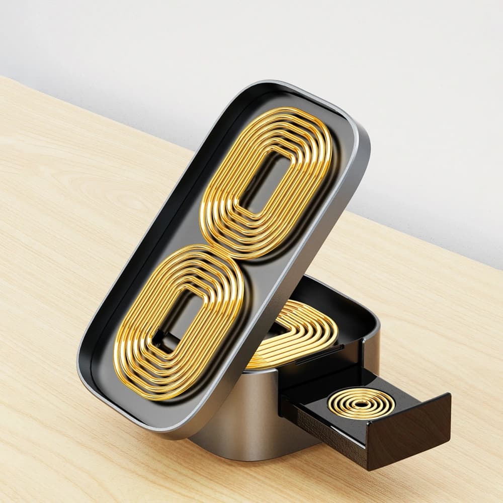 Dudao A11Pro+ 15W 3-in-1 Wireless Charger for Phone / Smartwatch / Headphones Black - 8