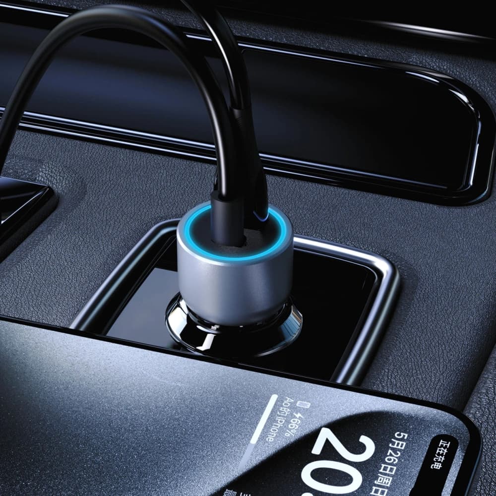 Dudao R4T 25W USB-A, USB-C autós töltő szürke - 6