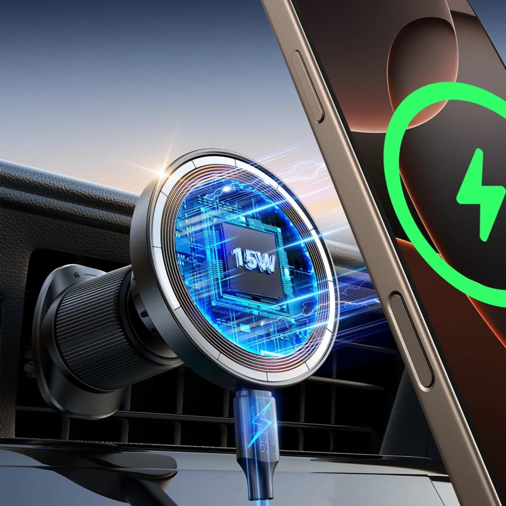 Držák do auta s indukční nabíječkou na palubní desku / do mřížky Joyroom JR-ZS502 MagSafe černý - 7