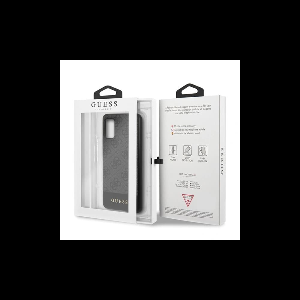 Etui Guess GUHCA41G4GLGR Samsung Galaxy A41 gri/case dur 4G Stripe Collection - 7