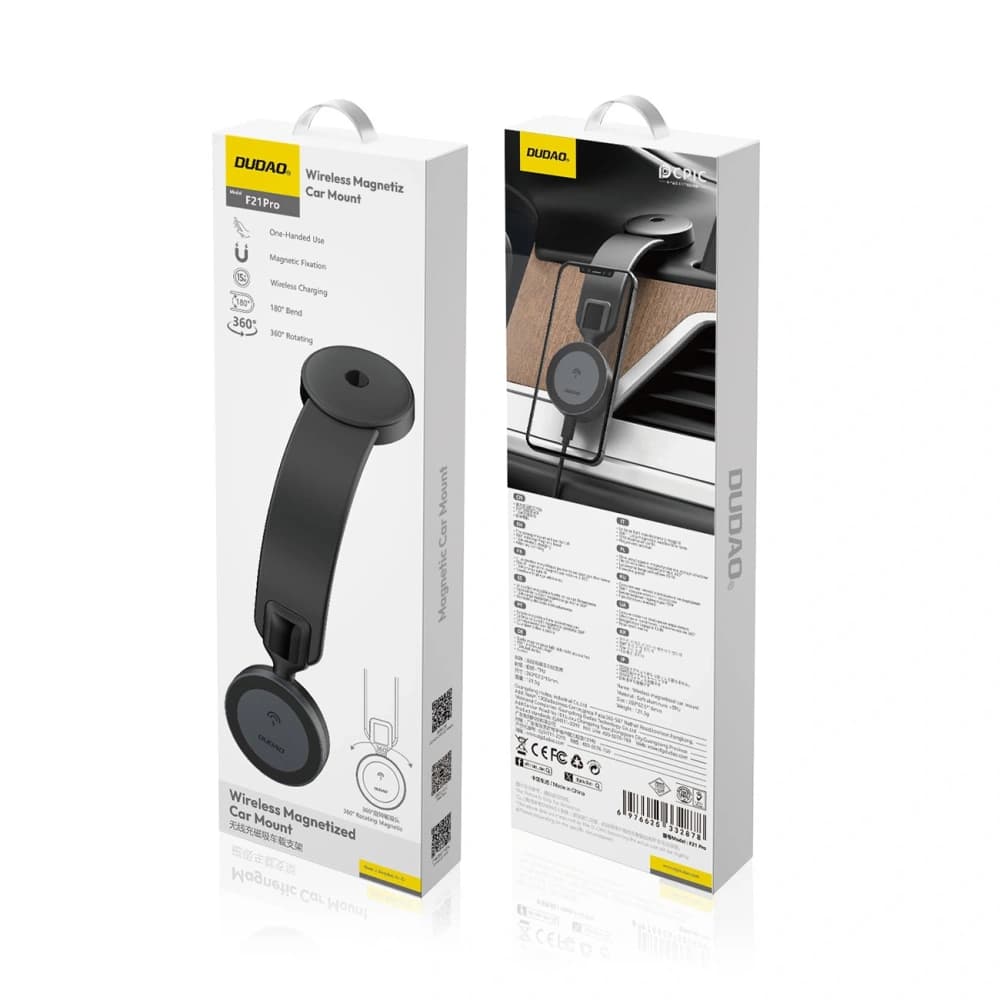 Încărcător auto cu încărcător inductiv pentru bord Dudao F21 Pro 15W MagSafe negru - 2