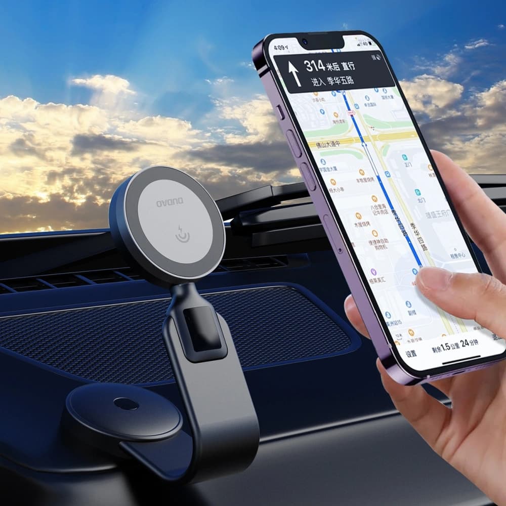 Încărcător auto cu încărcător inductiv pentru bord Dudao F21 Pro 15W MagSafe negru - 3