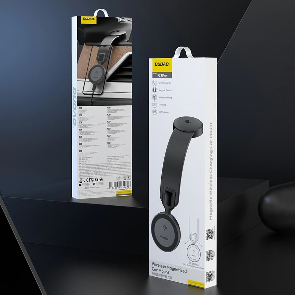 Încărcător auto cu încărcător inductiv pentru bord Dudao F21 Pro 15W MagSafe negru - 7