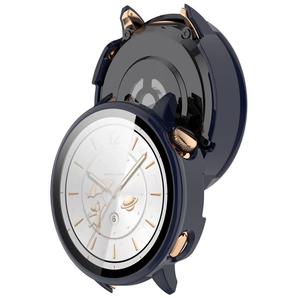 Etui mit Glas für die Uhr Bizon Case+Glass Watch für OnePlus Watch 3 43mm blau - 1