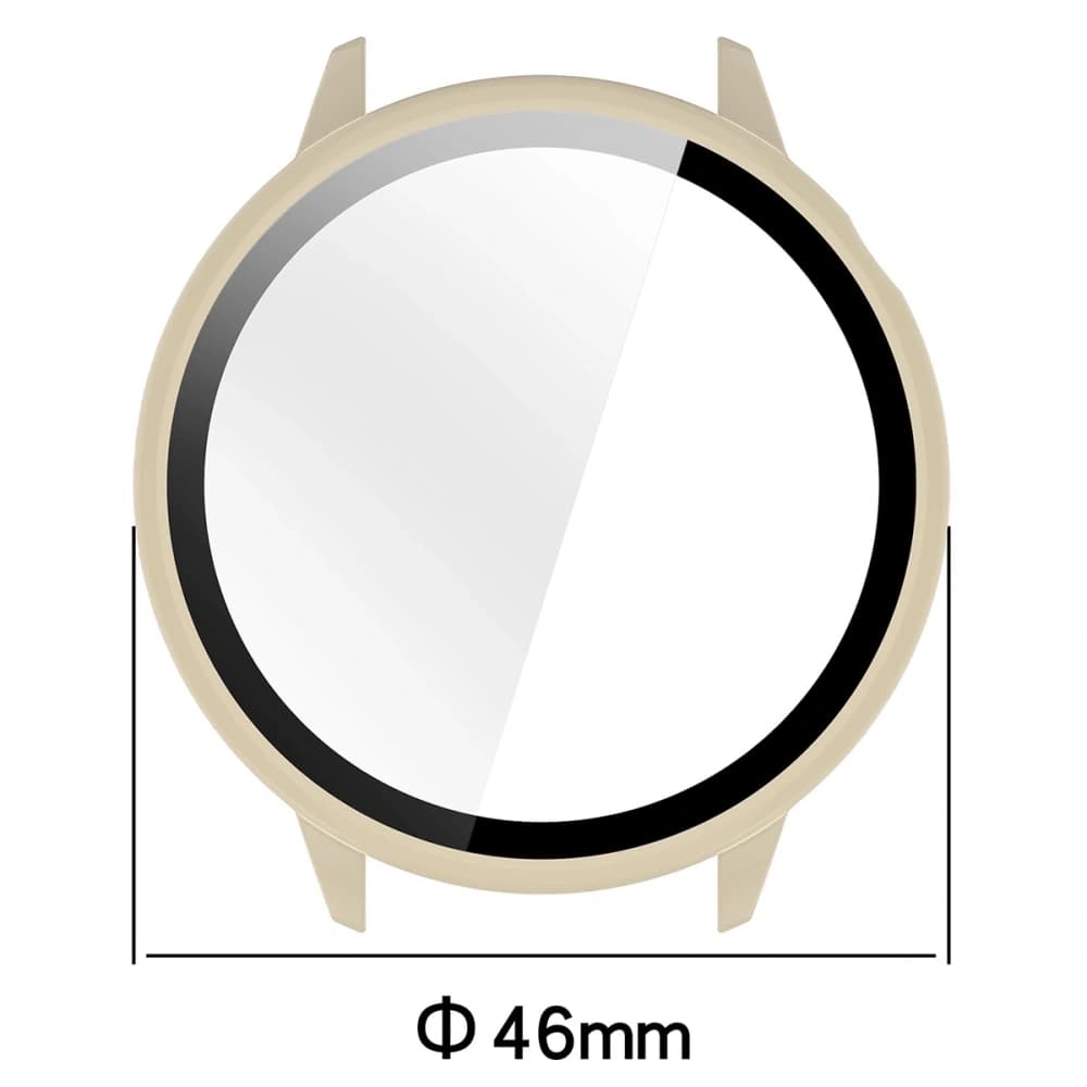 Etui mit Glas für die Uhr Bizon Case+Glass Watch für OnePlus Watch 3 43mm beige - 2