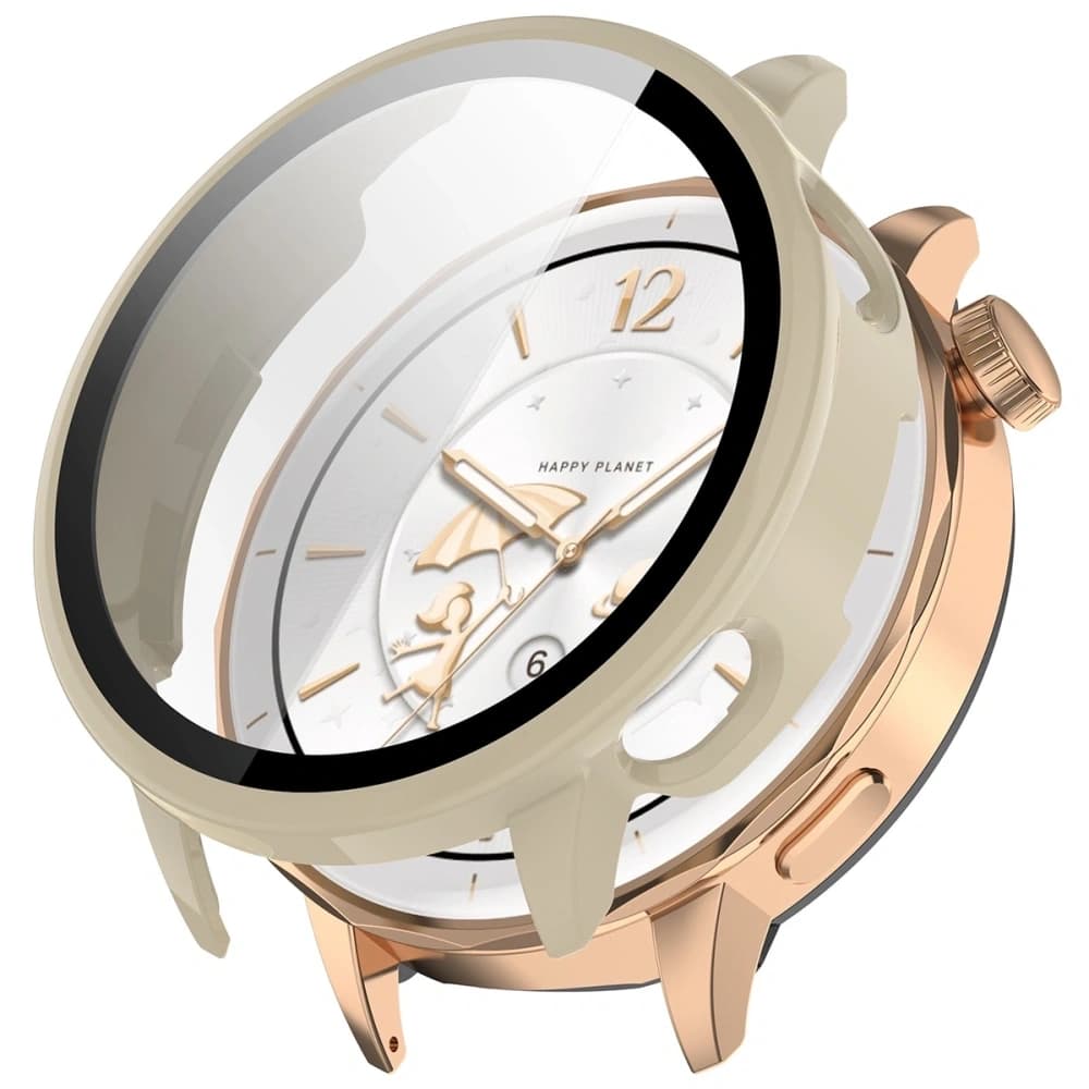 Etui mit Glas für die Uhr Bizon Case+Glass Watch für OnePlus Watch 3 43mm beige - 4