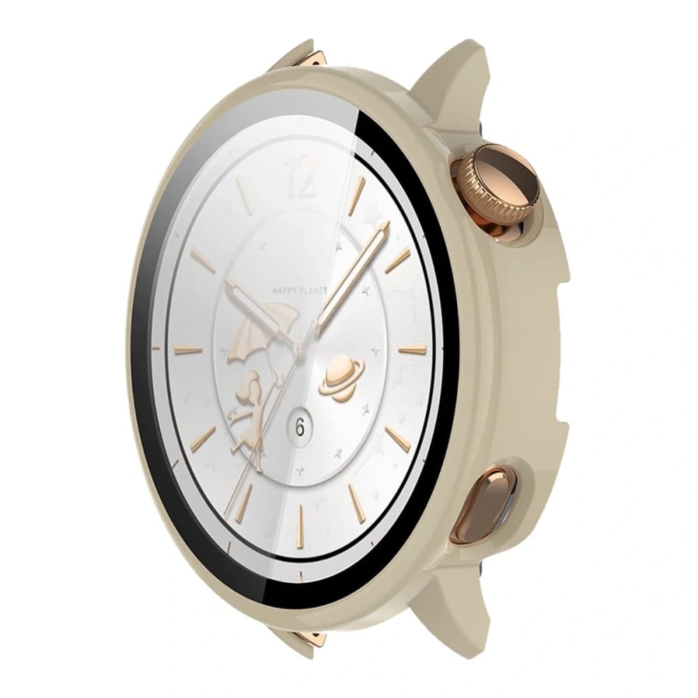 Etui mit Glas für die Uhr Bizon Case+Glass Watch für OnePlus Watch 3 43mm beige - 5