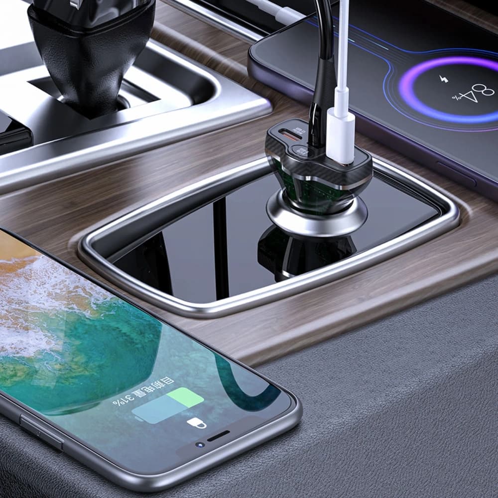 Încărcător auto Dudao R78 78W USB-C PD, 2xUSB-A QC negru - 5