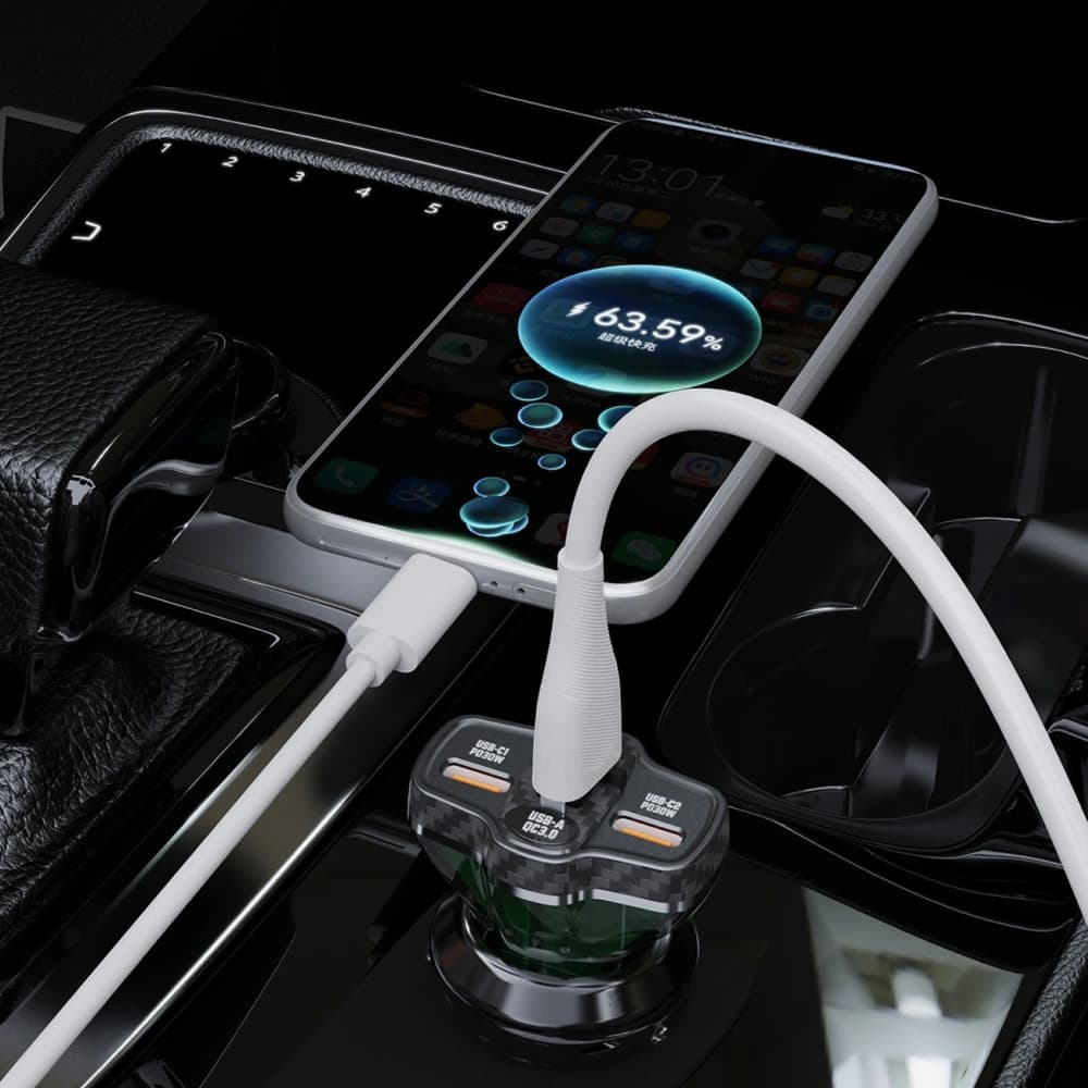 Încărcător auto Dudao R78 78W USB-C PD, 2xUSB-A QC negru - 8