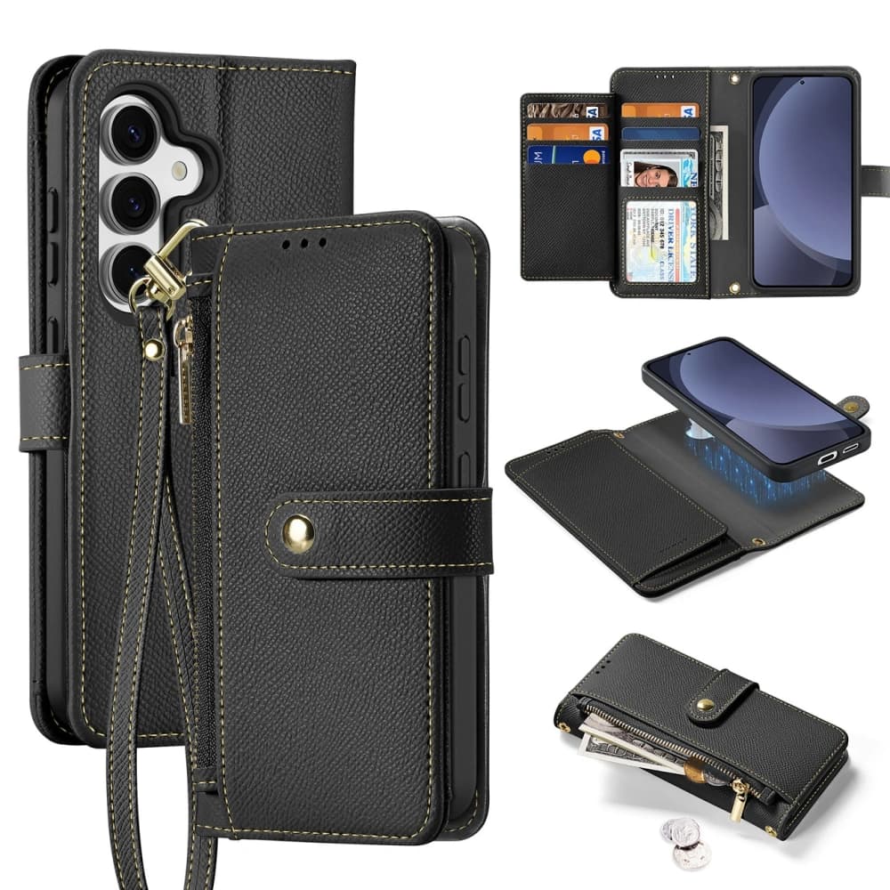 Dux Ducis Lawa Flip Case for Samsung Galaxy S25 with detachable magnetic wallet black - 1