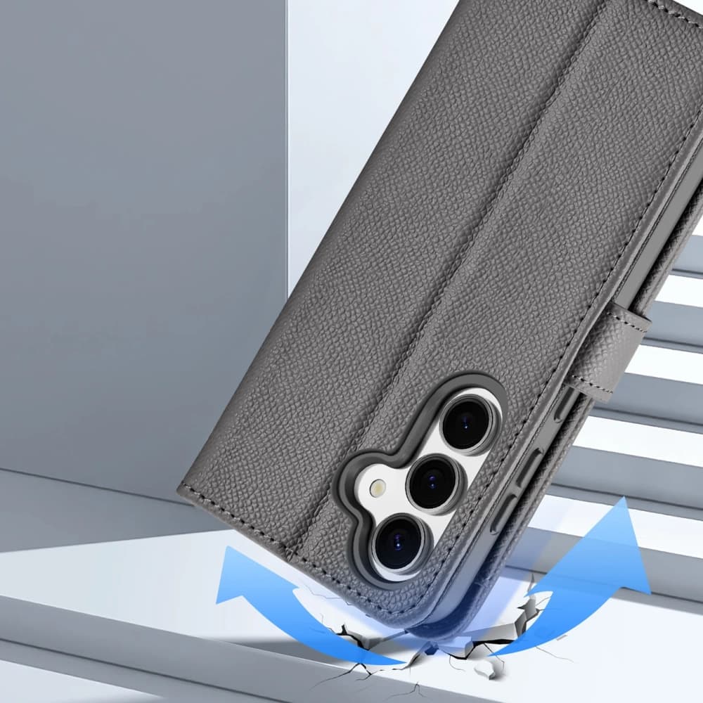 Husa cu clapetă Dux Ducis Lawa pentru Samsung Galaxy S25 cu portofel magnetic detașabil gri - 4