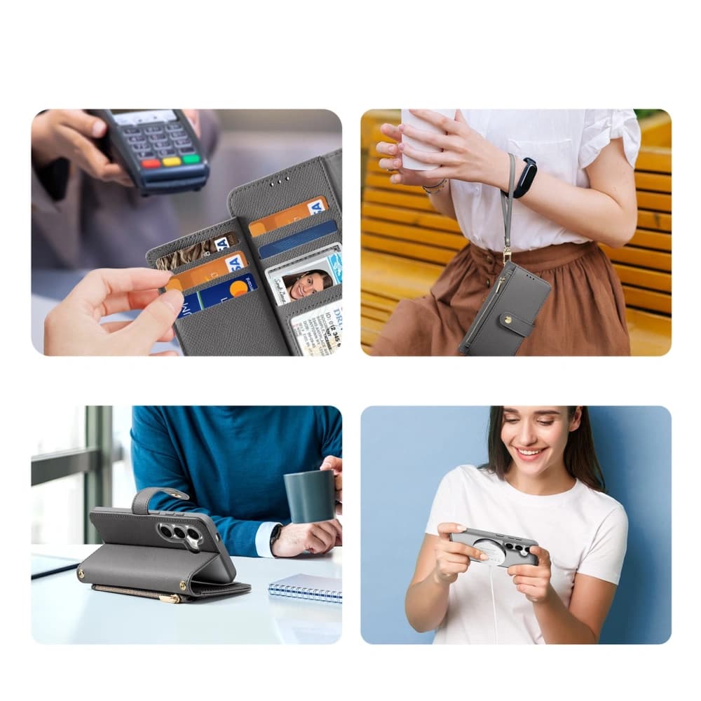 Husa cu clapetă Dux Ducis Lawa pentru Samsung Galaxy S25 cu portofel magnetic detașabil gri - 8