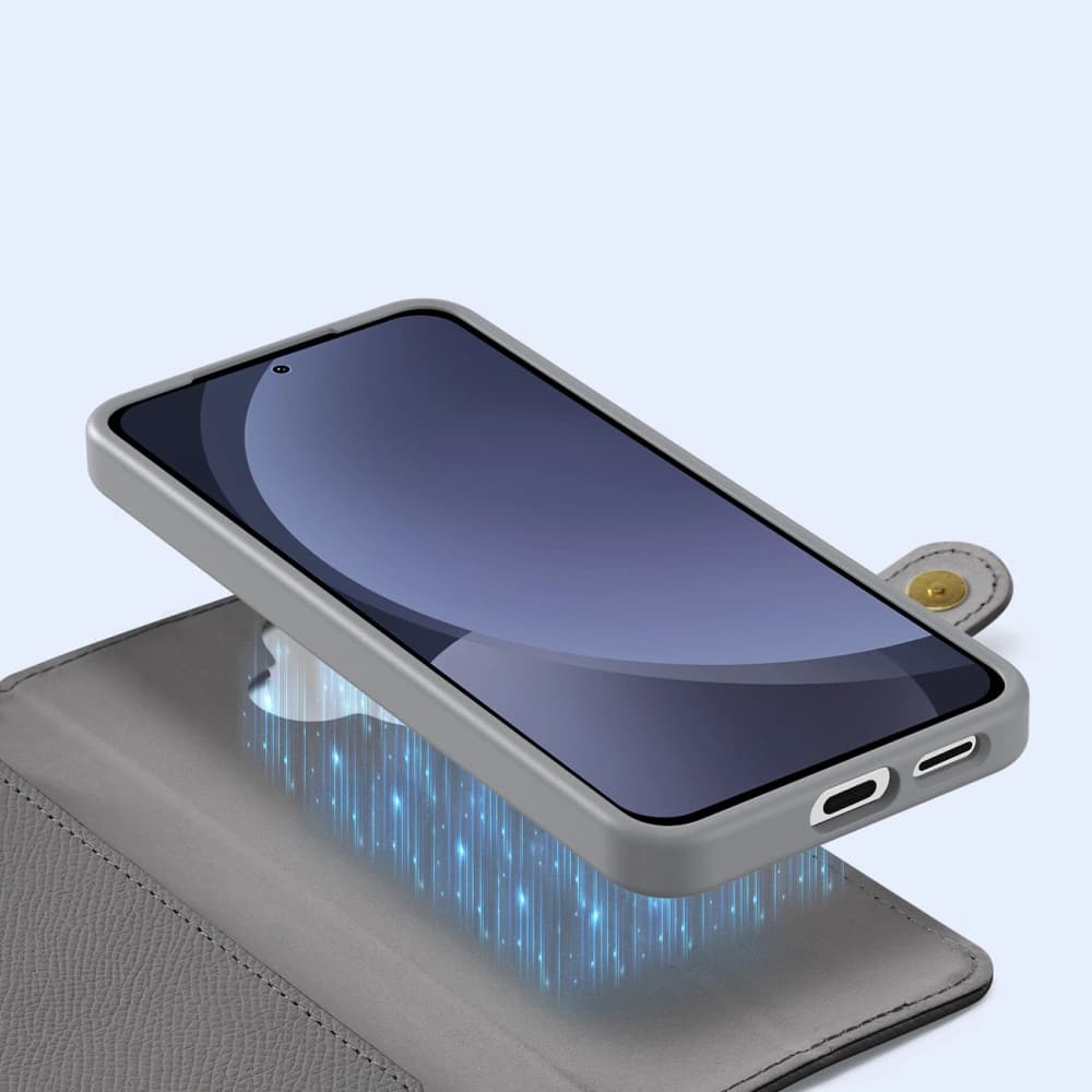 Husa cu clapetă Dux Ducis Lawa pentru Samsung Galaxy S25 cu portofel magnetic detașabil gri - 9