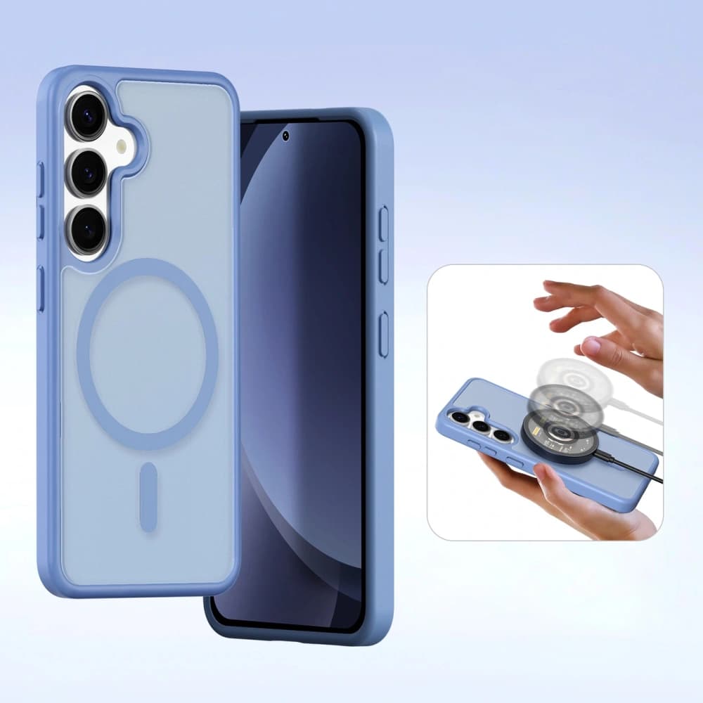 Etui cu clapetă Dux Ducis Lawa pentru Samsung Galaxy S25 cu portofel magnetic detașabil albastru - 2