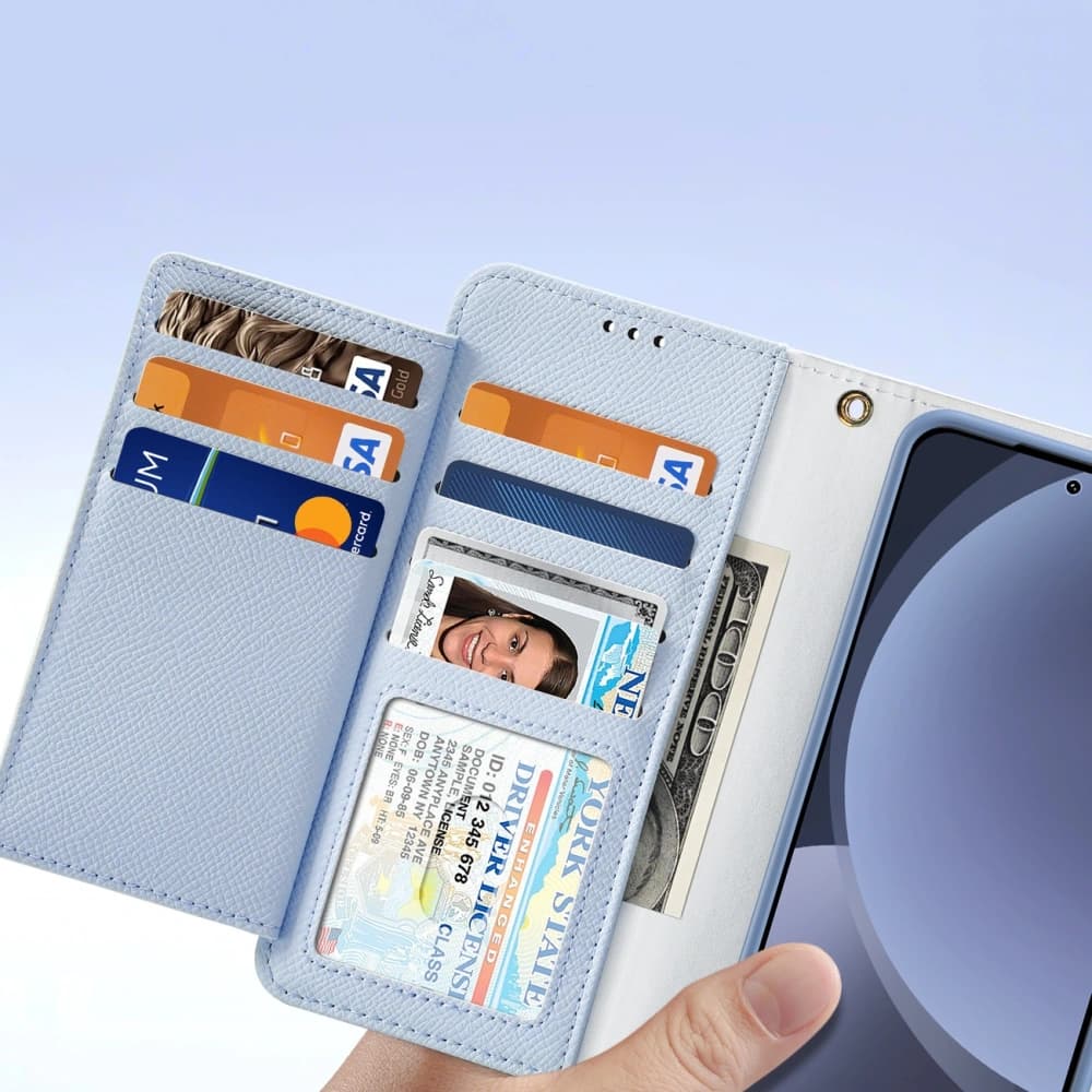 Etui cu clapetă Dux Ducis Lawa pentru Samsung Galaxy S25 cu portofel magnetic detașabil albastru - 7