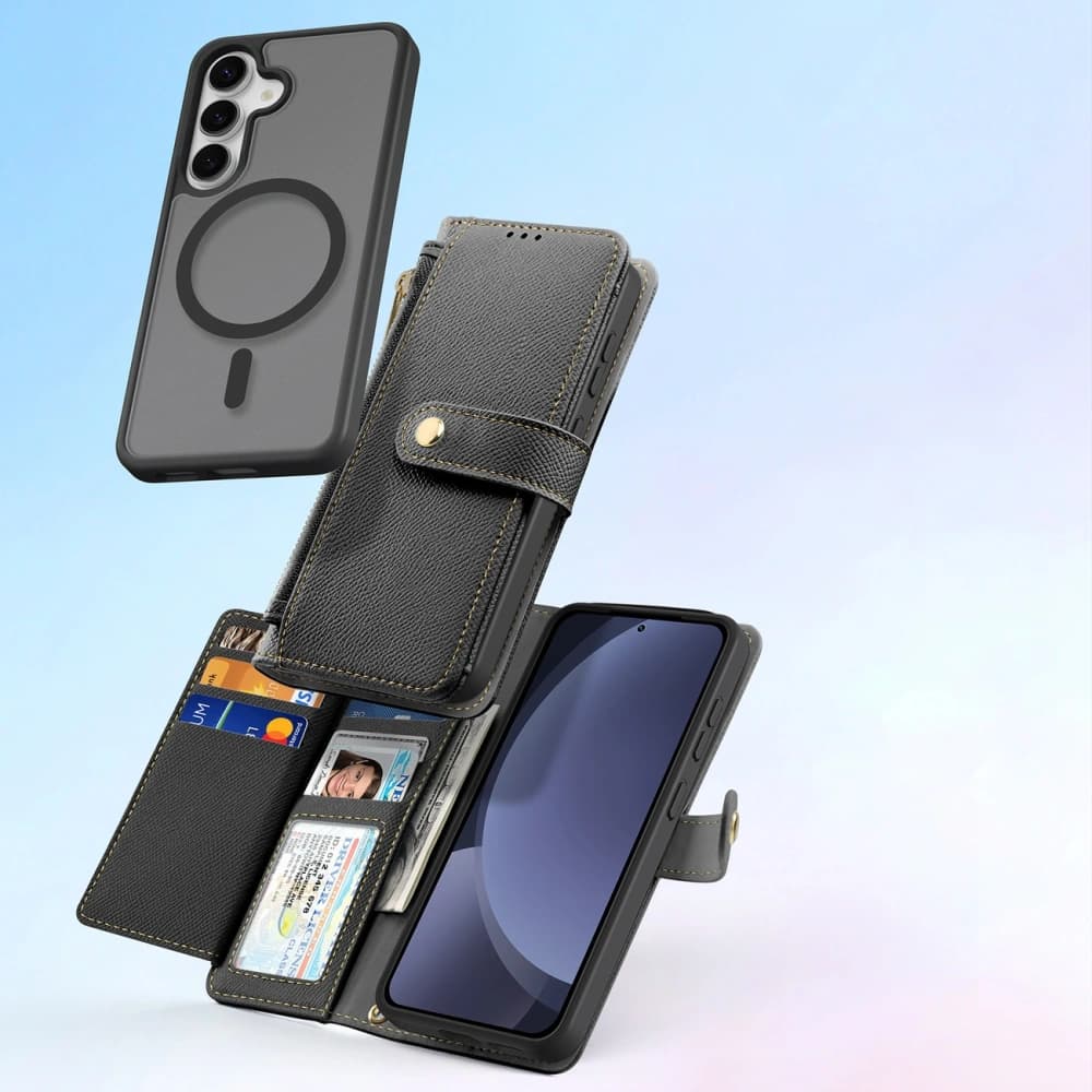 Dux Ducis Lawa fedeles tok Samsung Galaxy S25+ Plus számára leválasztható mágneses pénztárcával fekete színben - 13