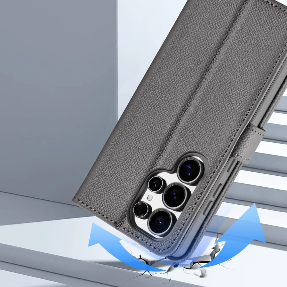 Dux Ducis Lawa fedeles tok Samsung Galaxy S25 Ultra-hoz leválasztható mágneses pénztárral, szürke - 3