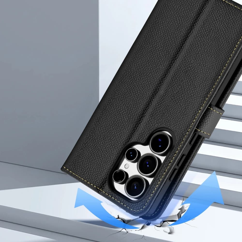 Husa cu clapetă Dux Ducis Lawa pentru Samsung Galaxy S25 Ultra cu portofel magnetic detașabil negru - 4