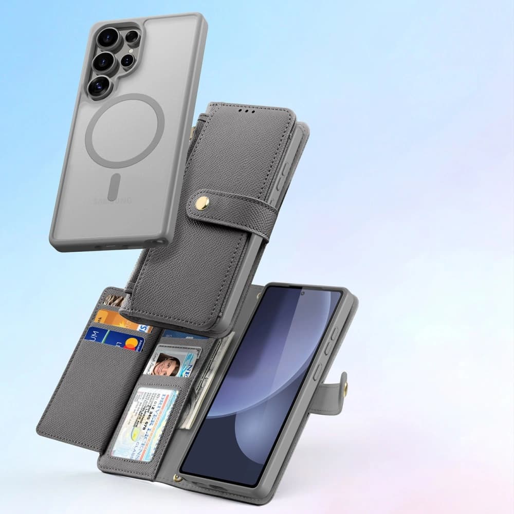 Dux Ducis Lawa fedeles tok Samsung Galaxy S25 Ultra-hoz leválasztható mágneses pénztárral, szürke - 10