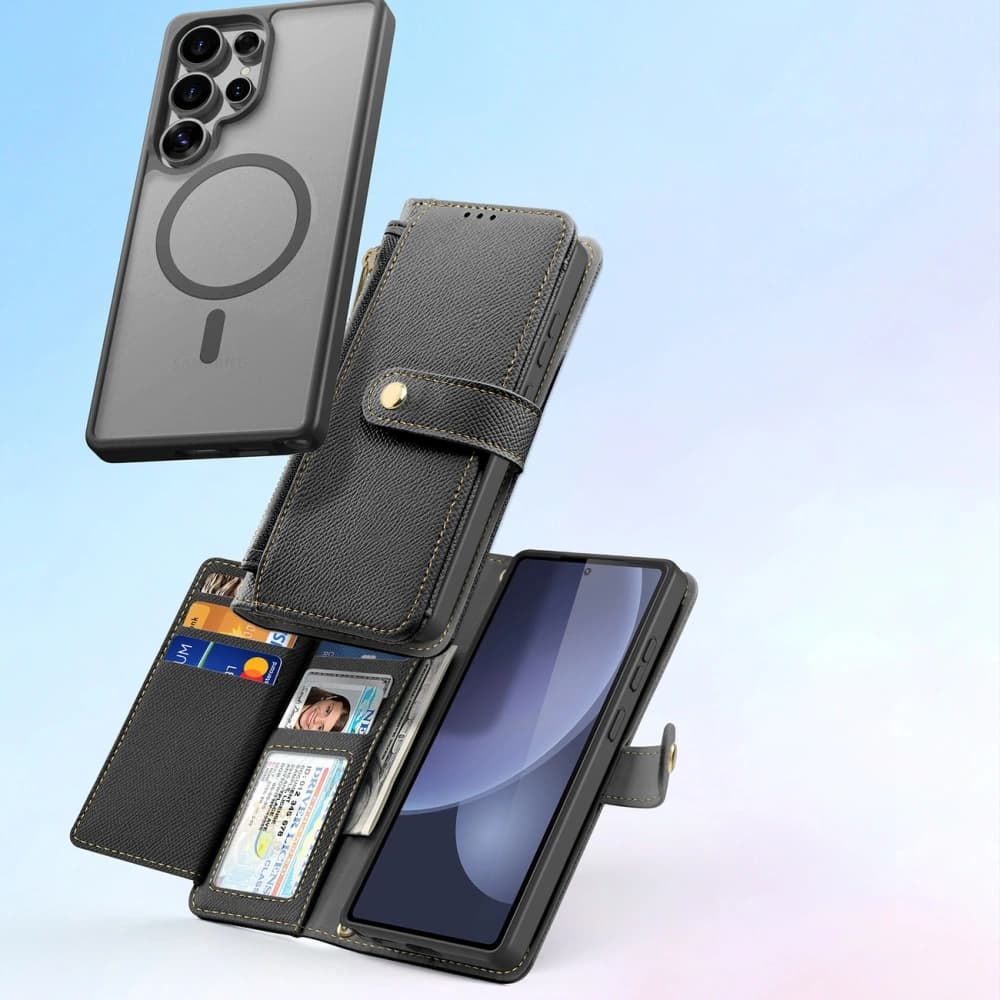 Husa cu clapetă Dux Ducis Lawa pentru Samsung Galaxy S25 Ultra cu portofel magnetic detașabil negru - 11