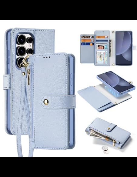 Dux Ducis Lawa Flip Case for Samsung Galaxy S25 Ultra with Detachable Magnetic Wallet Blue