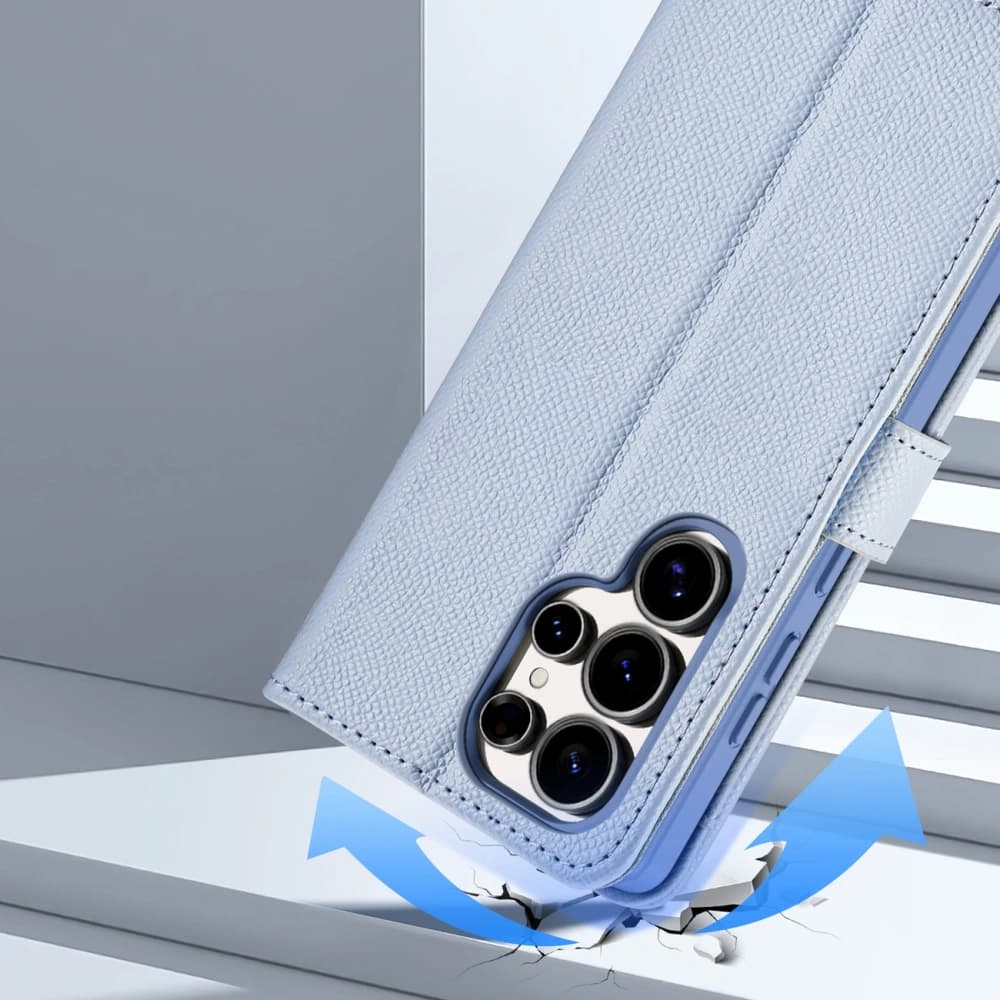 Etui cu clapetă Dux Ducis Lawa pentru Samsung Galaxy S25 Ultra cu portofel magnetic detașabil, albastru - 3