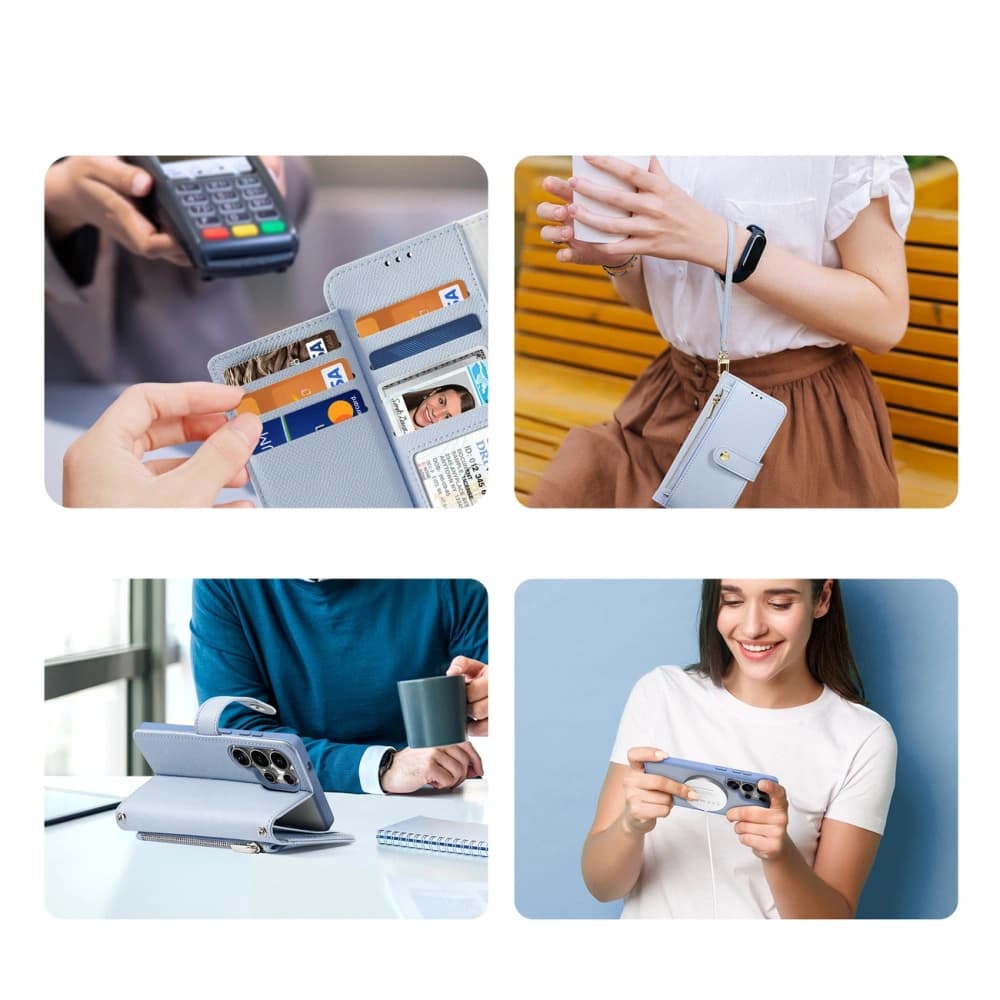 Etui cu clapetă Dux Ducis Lawa pentru Samsung Galaxy S25 Ultra cu portofel magnetic detașabil, albastru - 9