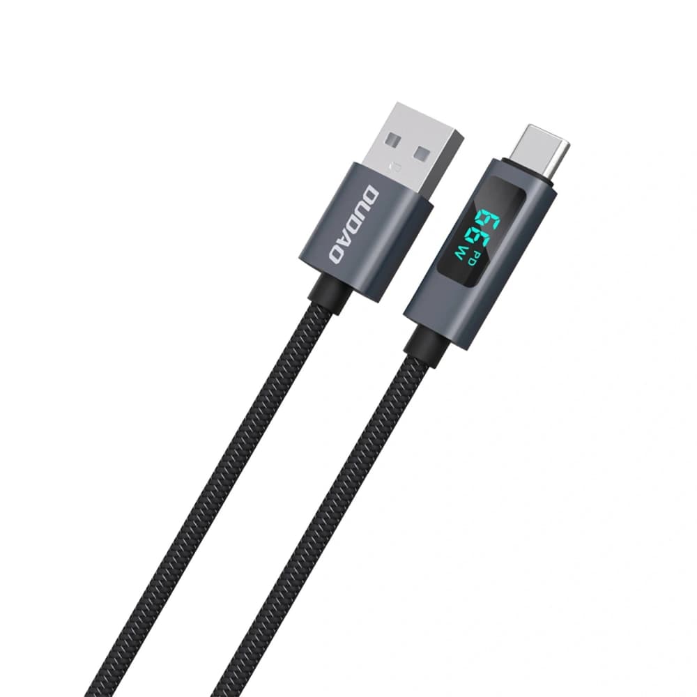 Kabel Dudao L7T USB-A / USB-C 66W s LED displejem 1m černý - 2