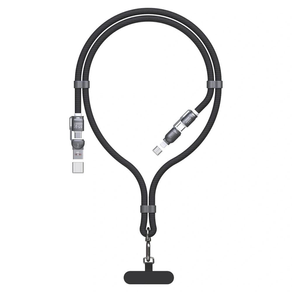 Kabel 4v1 se smyčkou Dudao L20MAX USB-A / USB-C 65W, USB-C / Lightning 27W PD QC 1,5m černý - 1
