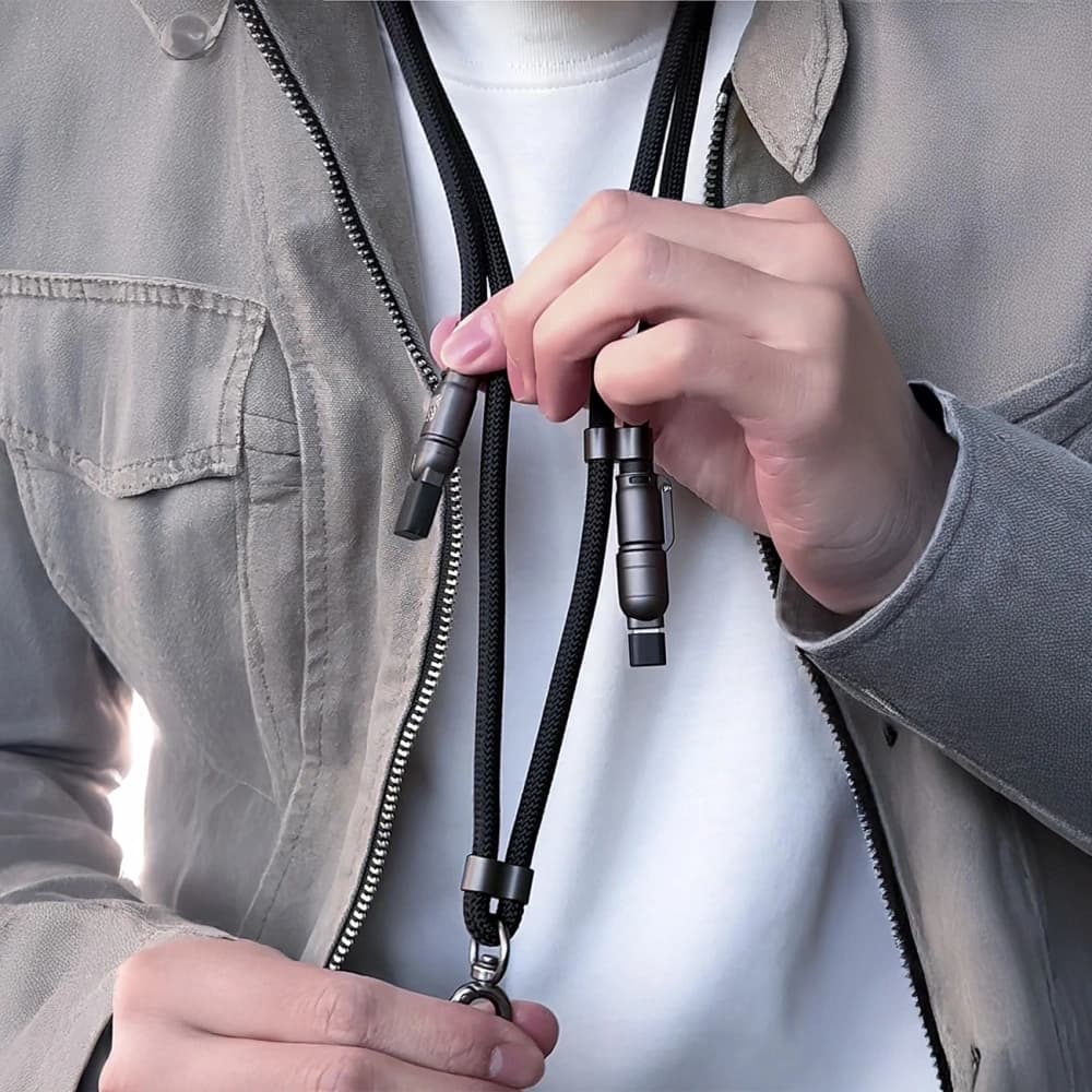 Kabel 4v1 se smyčkou Dudao L20MAX USB-A / USB-C 65W, USB-C / Lightning 27W PD QC 1,5m černý - 4