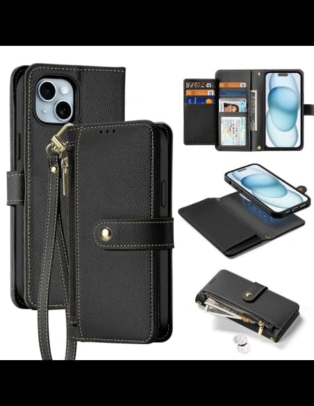 Husă cu clapetă Dux Ducis Lawa pentru Apple iPhone 15 neagră