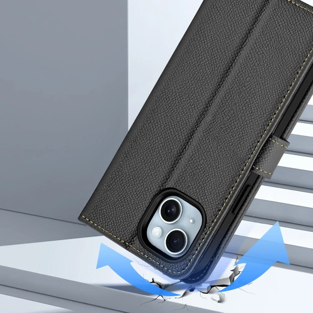 Husă cu clapetă Dux Ducis Lawa pentru Apple iPhone 15 neagră - 10