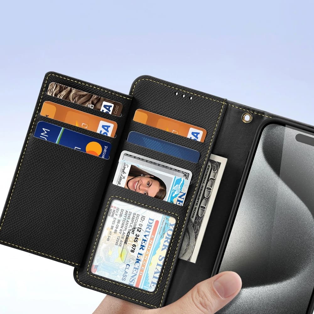 Husa cu clapetă Dux Ducis Lawa pentru Apple iPhone 15 Pro Max neagră - 4