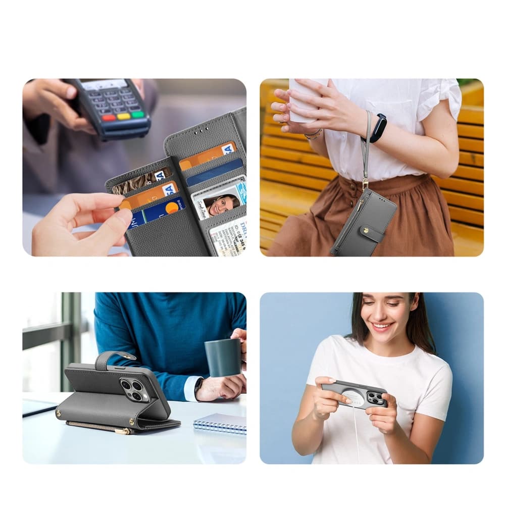 Husa cu clapetă Dux Ducis Lawa pentru Apple iPhone 15 Pro Max gri - 5