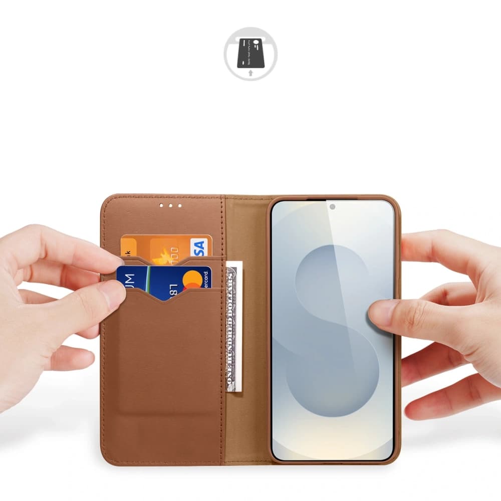 Husa cu clapetă Dux Ducis Hivo pentru Samsung Galaxy S25 Edge, maro - 2