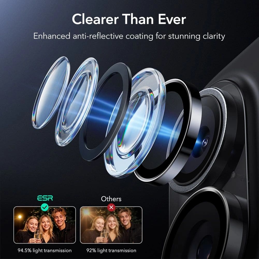 ESR Armorite Camera Protector for Apple iPhone 16 / 16 Plus / 17 Black - 5