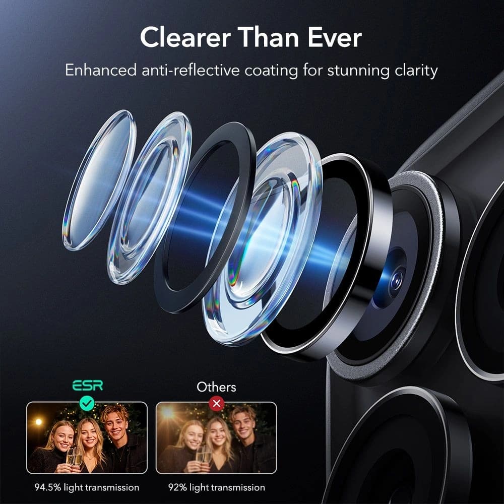 Protecție pentru cameră ESR Armorite pentru Apple iPhone 14 Pro / 14 Pro Max / 15 Pro / 15 Pro Max / 16 Pro / 16 Pro Max / 17 Pro / 17 Pro Max Negru - 6