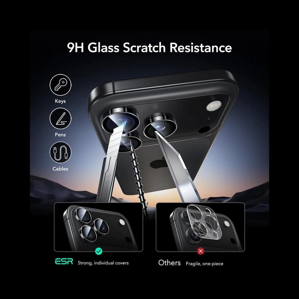 Protecție pentru cameră ESR Armorite pentru Apple iPhone 14 Pro / 14 Pro Max / 15 Pro / 15 Pro Max / 16 Pro / 16 Pro Max / 17 Pro / 17 Pro Max Negru - 7