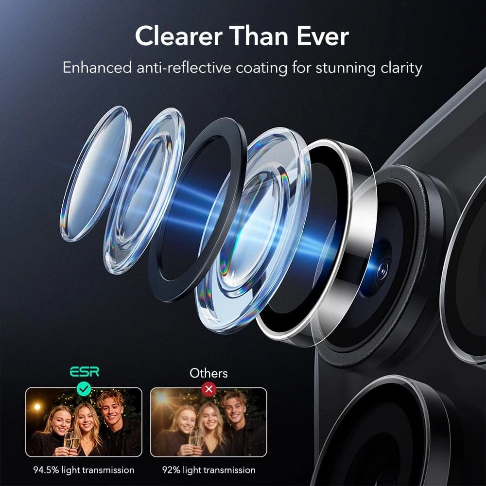 ESR Armorite Camera Protector for Apple iPhone 14 Pro / 14 Pro Max / 15 Pro / 15 Pro Max / 16 Pro / 16 Pro Max / 17 Pro / 17 Pro Max Clear - 6