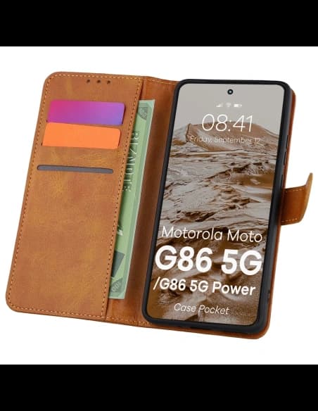 Bizon Case Pocket Motorola Moto G86 5G / G86 Power 5G brown