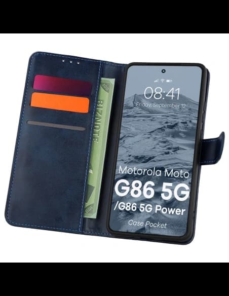 Bizon tok zsebre Motorola Moto G86 5G / G86 Power 5G sötétkék