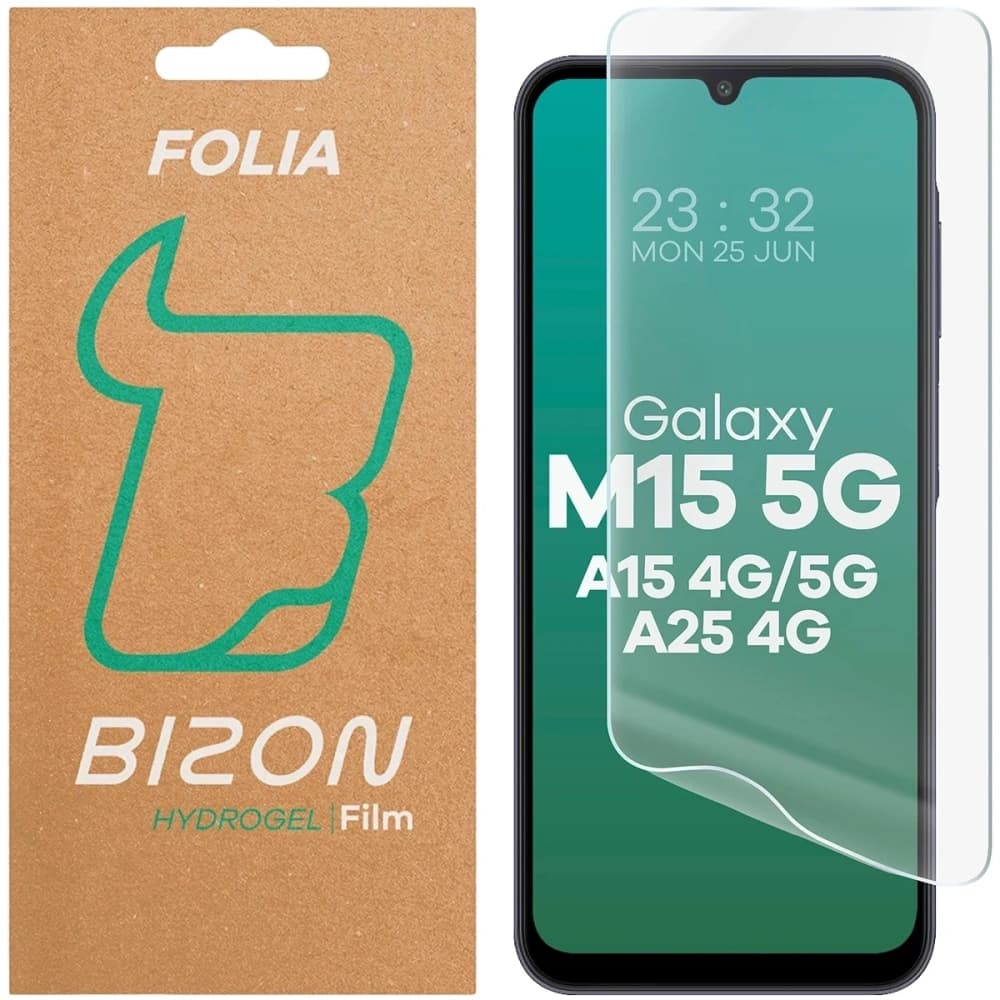 Bizon Glass Hydrogel Előlap Samsung Galaxy A15 4G / 5G / A25 5G / M15 5G számára - 1