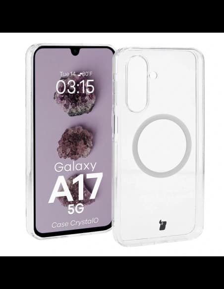 Etui z pierścieniem magnetycznym Bizon Case CrystalO Magnetic do Samsung Galaxy A17 5G przezroczyste