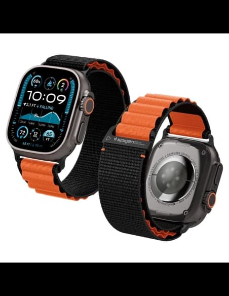 Spigen WBF1 Band für Apple Watch 6/7/8/9/10/SE/Ultra 1/2 44/45/46/49mm Schwarz/Orange